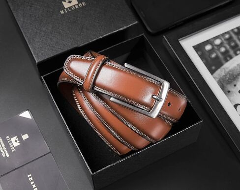 حزام فستان رجالي من الجلد الطبيعي من MILORDE، مصنوع يدويًا، جلد بقر 100%، تصميمات عصرية وكلاسيكية للعمل والمناسبات الكاجوال in Kuwait