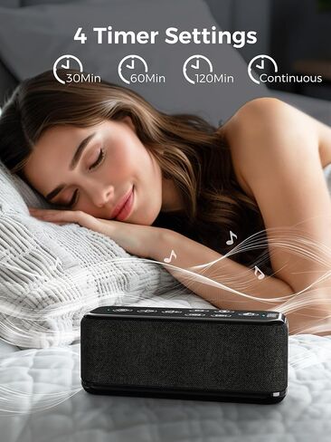 White Noise Sound Machine-Rechargeable 3000mAh Battery Powered Sound Machine for Sleep with Bluetooth, 15 Soothing Sounds, Auto-Off Timer, Headhpone Jack, Portable Sound Machine for Sleeping Adults in Saudi Arabia
