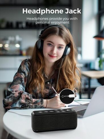 White Noise Sound Machine-Rechargeable 3000mAh Battery Powered Sound Machine for Sleep with Bluetooth, 15 Soothing Sounds, Auto-Off Timer, Headhpone Jack, Portable Sound Machine for Sleeping Adults in Saudi Arabia