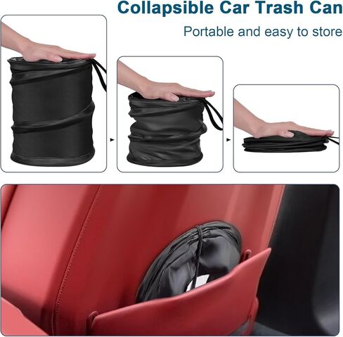 سلة مهملات السيارة، عبوتين من سلة مهملات السيارة الصغيرة القابلة للطي للمقعد الخلفي الأمامي، سلة قمامة السيارة المنبثقة، حقيبة قمامة السيارة المحمولة معلقة لملحقات شاحنة SUV RV الداخلية، وردي in Kuwait