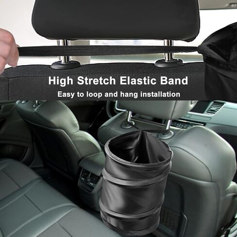 سلة مهملات السيارة، عبوتين من سلة مهملات السيارة الصغيرة القابلة للطي للمقعد الخلفي الأمامي، سلة قمامة السيارة المنبثقة، حقيبة قمامة السيارة المحمولة معلقة لملحقات شاحنة SUV RV الداخلية، وردي in Kuwait