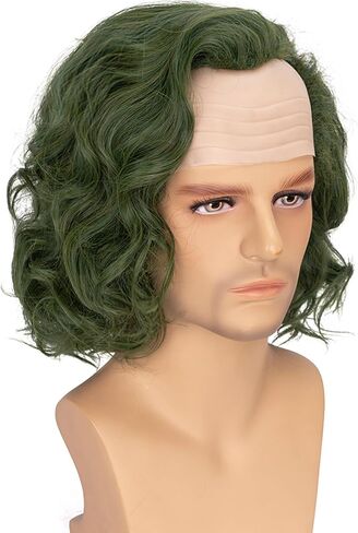 Men’s Cosplay Short Green Wig Anime Clown Fluffy Curly Dark Green Wig for Men Costume Halloween Party Wig in Saudi Arabia