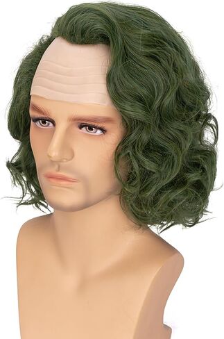 Men’s Cosplay Short Green Wig Anime Clown Fluffy Curly Dark Green Wig for Men Costume Halloween Party Wig in Saudi Arabia