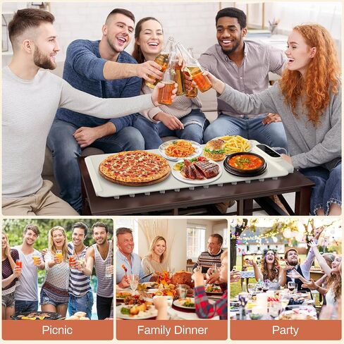 Warming Mat for Food - Full Surface Heating, Rollable Food Warming Mat & Premium Silicone Nano-Material,3 Temperature Settings,Food Warmers for Parties, Suit for Family Gatherings, Sabbath, Holidays in Saudi Arabia