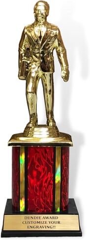 Dundie Award Trophy with Red Column | Funny Recognition Trophy for Boss or Coworkers | Engraved Appreciation Trophy for Best Salesman or Saleswoman | Gag Gift for Work in Saudi Arabia