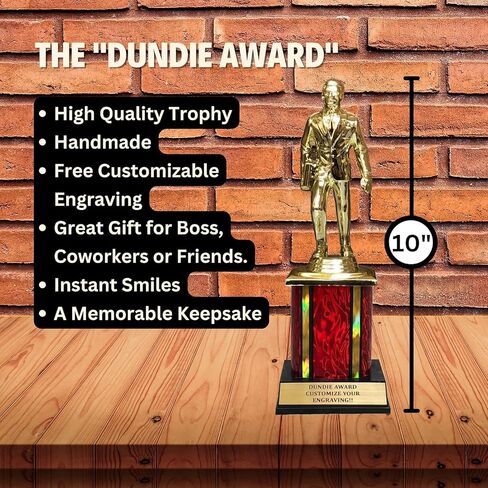 Dundie Award Trophy with Red Column | Funny Recognition Trophy for Boss or Coworkers | Engraved Appreciation Trophy for Best Salesman or Saleswoman | Gag Gift for Work in Saudi Arabia