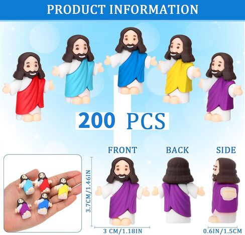 Barydat 25 Pcs Little Jesus Figures Baby Mini Jesus Figurines Bulk to Hide and Seek Tiny Miniature Christ Savior Figurine Toy Religious Gift for Easter Egg Stuffer Sunday School Baptism, Multicolor in Kuwait