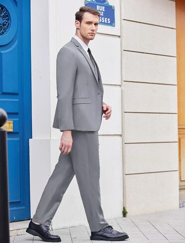 COOFANDY Men's 3 Piece Slim Fit Suit Set One Button Jacket Blazer Vest Pants Set Wedding Formal Prom Tuxedo Suits in Saudi Arabia
