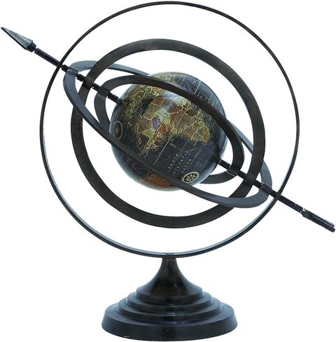 Deco 79 Aluminum Compass Armillary Globe, 19" x 12" x 17", Black in Saudi Arabia