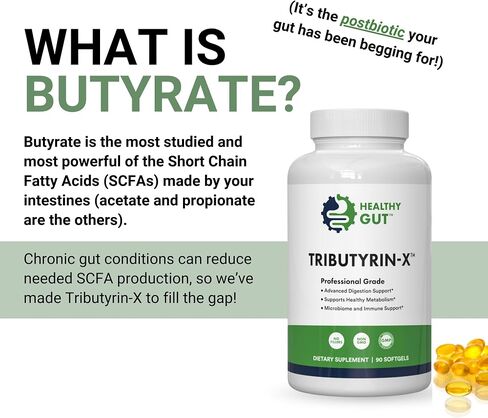 Healthy Gut Tributyrin-X | Histamine and Leaky Gut Support | 99% Pure w/Zero Odor | 30 Servings in Saudi Arabia