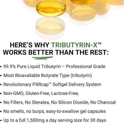 Healthy Gut Tributyrin-X | Histamine and Leaky Gut Support | 99% Pure w/Zero Odor | 30 Servings in Saudi Arabia