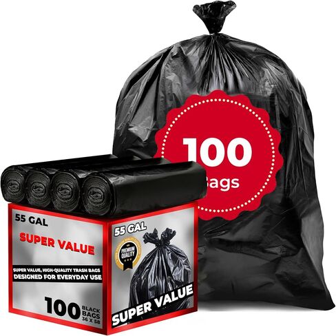 Super Value All Purpose 200 Pack Trash Bags 13 Gallon White Garbage Bags - Light Yard Waste Bags for Empty Bottles, Household, Extra Large Trash Bags Outdoor Trash Bags Durable Kitchen Trash Bags in Saudi Arabia