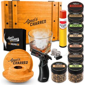Whiskey Cocktail Smoker Kit with Torch & 4 Flavors Wood Chips - Premium USA Oak Smoker - Old Fashioned Smoker Kit - Bourbon Gifts for Men (with Butane) in Saudi Arabia