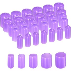 uxcell 25pcs Round Rubber End Caps 1/4" 3/8" 1/2" 5/8" 3/4" Purple Vinyl Cover Screw Thread Protectors Assortment Kit