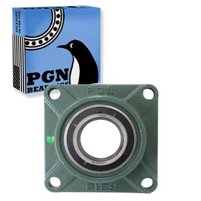 PGN UCF205-16 Pillow Block Bearing - Pack of 2 Square Flange Mounted Pillow Block Bearings - Chrome Steel Bearings with 1" Bore - Self Alignment