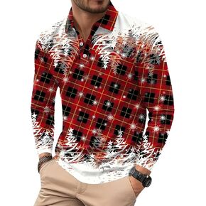 Mens Long Sleeve Halloween Polo Shirts Printed Vintage Striped Casual Golf Shirt (S-XXL) in Kuwait