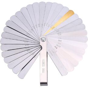 Stainless Steel Feeler Gauge Dual Marked Metric and Imperial Measuring Tool (0.0015/0.04-0.025/0.635 mm, 26 Blades)
