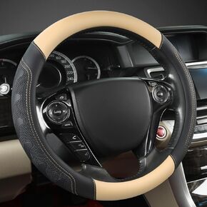 GIANT PANDA Steering Wheel Cover for Honda Civic(2006-2015),CR-Z, Insight, S2000 (Black-Small Size)