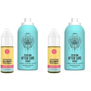 Base Labs Piercing Aftercare Spray Kit | Piercing Bump Solution (.5 oz) Plus Piercing Aftercare Spray (4oz) | Accelerate Healing & Soothe | Keloid Bump Removal | Saline Solution for Piercings & Bumps