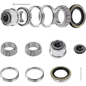 2 Sets Trailer Axles Bearings Kits – 30205 Bearings and Races, TC 30x52x10mm Seals, 52mm Dust Covers – Fits 25mm Axles Trailer Wheel Hub
