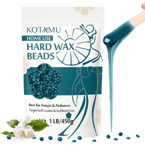 KOTAMU Hard Wax Beads 1LB Blue Hair Removal Hard Wax Beans for Bikini Brazilian Waxing