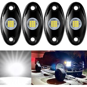 أضواء الصخور LED لشاحنات UTV ATV باللون الأزرق 4 قرون أضواء LED متوهجة للسيارات الخارجية والإكسسوارات الخارجية ضوء مصد مناسب لسيارة Jeep SUV والدراجات النارية والقوارب السفلية المتوهجة من النيون
