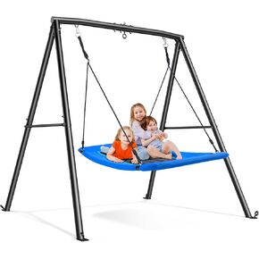 Trekassy Swing Sets for Backyard, 440lbs Heavy Duty A-Frame Metal Swing Stand with 60" Large Platform Swing for Outdoor Playground Park