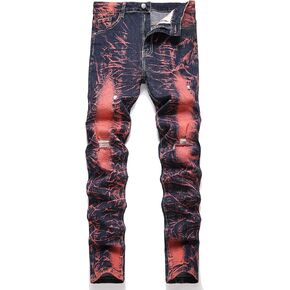 Men's Stretch Slim Fit Jeans Ripped Skinny Straight Leg Distressed Comfort Flex Waist Fashion Biker Denim Pants