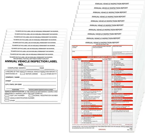 25 قطعة من نماذج تقرير فحص المركبات السنوية و25 قطعة من ملصقات فحص FMCSA، 3 طبقات من الكربون غير الكربوني، كتاب تقرير فحص السيارة للسائق، نموذج فحص نقطة السيارة وملصق الملصق in Saudi Arabia