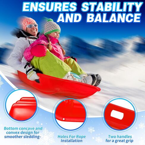 Snow Sleds for Kids and Adult - 35 Inch Toboggan Sled with 2 Handles and Pull Ropes, Ultimate Snow Toys for Kids (Blue & Green) in Saudi Arabia