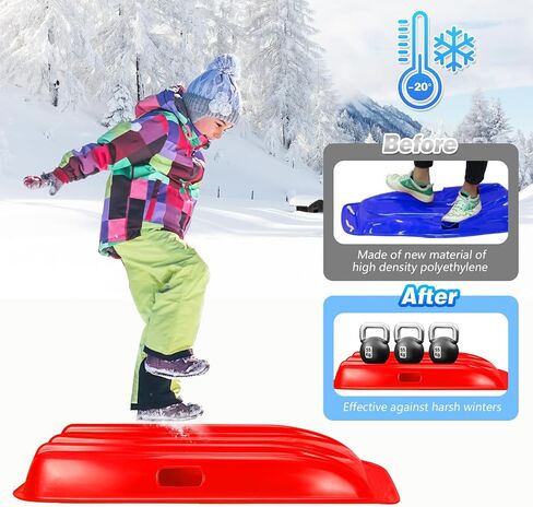 Snow Sleds for Kids and Adult - 35 Inch Toboggan Sled with 2 Handles and Pull Ropes, Ultimate Snow Toys for Kids (Blue & Green) in Saudi Arabia