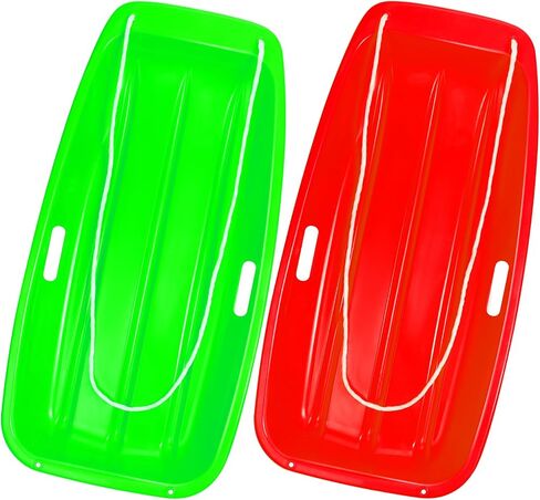 Snow Sleds for Kids and Adult - 35 Inch Toboggan Sled with 2 Handles and Pull Ropes, Ultimate Snow Toys for Kids (Blue & Green) in Saudi Arabia
