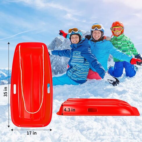 Snow Sleds for Kids and Adult - 35 Inch Toboggan Sled with 2 Handles and Pull Ropes, Ultimate Snow Toys for Kids (Blue & Green) in Saudi Arabia