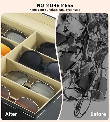 Sunglass Organizer Display Case - Sunglasses Holder for Men Women Leather Multiple Pair Eye Glasses Storage Organizer Jewelry Watch Eyeglass Collection Box with 8 Slot in Saudi Arabia