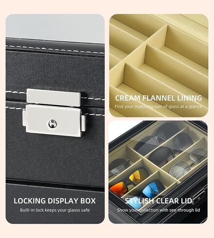 Sunglass Organizer Display Case - Sunglasses Holder for Men Women Leather Multiple Pair Eye Glasses Storage Organizer Jewelry Watch Eyeglass Collection Box with 8 Slot in Saudi Arabia