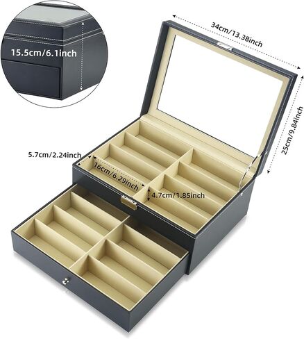 Sunglass Organizer Display Case - Sunglasses Holder for Men Women Leather Multiple Pair Eye Glasses Storage Organizer Jewelry Watch Eyeglass Collection Box with 8 Slot in Saudi Arabia