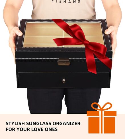 Sunglass Organizer Display Case - Sunglasses Holder for Men Women Leather Multiple Pair Eye Glasses Storage Organizer Jewelry Watch Eyeglass Collection Box with 8 Slot in Saudi Arabia