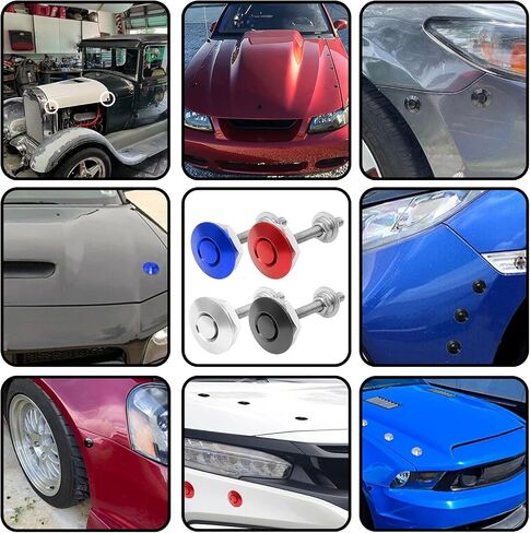 Packs of 8 Universal Aluminum Vehicle Hood Pins-Quick Release Lock Latch Bumper-License Plate Lock Clip，Quick Release Lock Latch Bumper (Red) in Saudi Arabia