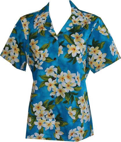 Made in Hawaii ! Women's Plumeria Season Hawaiian Aloha Camp Shirt in Saudi Arabia