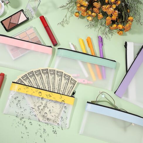 قطعتان من حقائب النقود بسحاب، ومغلفات نقدية مقاس 7.8×3.9 بوصة، وحقيبة نقود بلونين، وحقيبة إيداع بنكية شفافة للعملات المعدنية لهواة جمع محافظ الشيكات متعددة الأغراض in Saudi Arabia