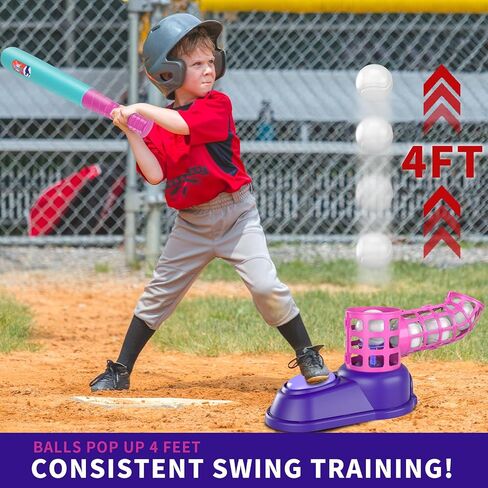 مجموعة ألعاب T Ball في الهواء الطلق للأطفال الأولاد 3-5 5-8، تتضمن مجموعات T-Ball 10 كرات، قاذفة كرات تلقائية، مجموعة ألعاب رياضية خارجية على شكل T، هدايا عيد ميلاد للأولاد من عمر 3 4 5 6 سنوات والأطفال الصغار in Saudi Arabia
