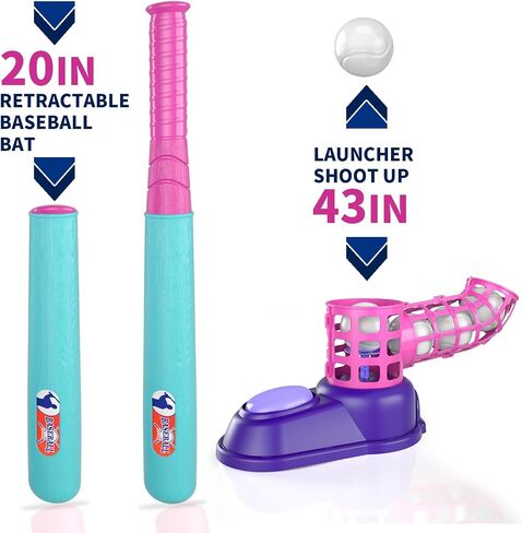 مجموعة ألعاب T Ball في الهواء الطلق للأطفال الأولاد 3-5 5-8، تتضمن مجموعات T-Ball 10 كرات، قاذفة كرات تلقائية، مجموعة ألعاب رياضية خارجية على شكل T، هدايا عيد ميلاد للأولاد من عمر 3 4 5 6 سنوات والأطفال الصغار in Saudi Arabia