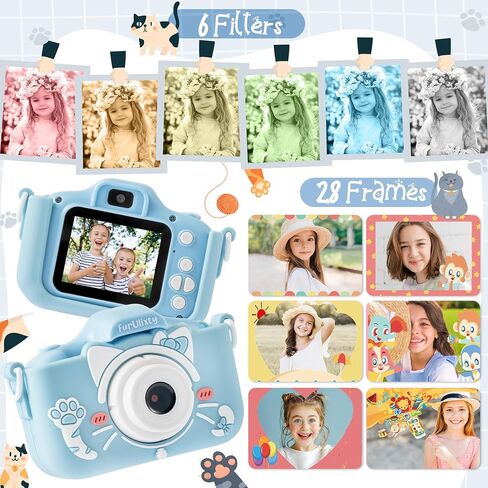 Upgraded Kids Camera Toys - Kids Digital Camera with Soft Dinosaur Silicone Cover, 1080P HD Selfie Video Camera for Boys Girls Toddlers, with 64G SD Card, 3Hrs of Ultra-Long Battery Life in Saudi Arabia