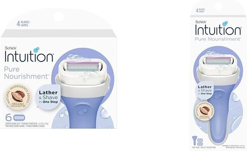 Schick Intuition Razors for Women Variety Pack with 1 Razor Handle & 4 Intuition Razor Blades Refill | Shaving Kit Women, Girls Shaving Kit Beginners, Razor Gift Set for Women, Razor Starter Kit in Saudi Arabia
