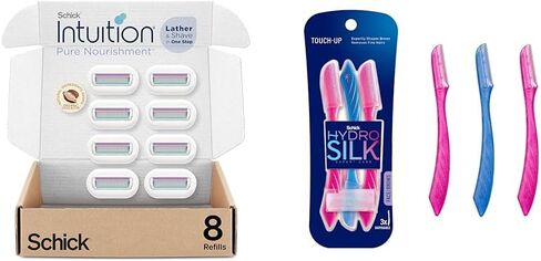 Schick Intuition Razors for Women Variety Pack with 1 Razor Handle & 4 Intuition Razor Blades Refill | Shaving Kit Women, Girls Shaving Kit Beginners, Razor Gift Set for Women, Razor Starter Kit in Saudi Arabia