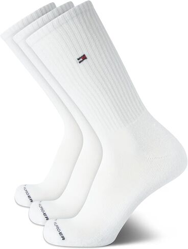 Tommy Hilfiger Mens Athletic Socks Cushion Crew Socks (3 Pack), Size 7-12, Black in Saudi Arabia