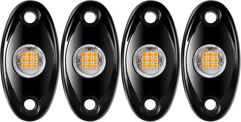 أضواء الصخور LED لشاحنات UTV ATV باللون الأزرق 4 قرون أضواء LED متوهجة للسيارات الخارجية والإكسسوارات الخارجية ضوء مصد مناسب لسيارة Jeep SUV والدراجات النارية والقوارب السفلية المتوهجة من النيون in Kuwait