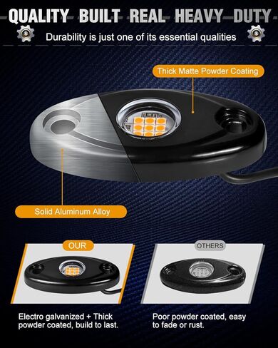 أضواء الصخور LED لشاحنات UTV ATV باللون الأزرق 4 قرون أضواء LED متوهجة للسيارات الخارجية والإكسسوارات الخارجية ضوء مصد مناسب لسيارة Jeep SUV والدراجات النارية والقوارب السفلية المتوهجة من النيون in Kuwait