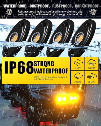 أضواء الصخور LED لشاحنات UTV ATV باللون الأزرق 4 قرون أضواء LED متوهجة للسيارات الخارجية والإكسسوارات الخارجية ضوء مصد مناسب لسيارة Jeep SUV والدراجات النارية والقوارب السفلية المتوهجة من النيون in Kuwait