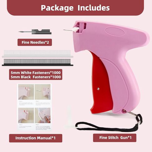 Stitchy Quick Clothing Fixer, Mini Stitch Gun for Clothes, Tagging Gun for Clothing, Comes with 2 Fine Needles, 2000 Black & 2000 White Fasteners, Clothing Stitch Gun Tag Gun for Clothes in Saudi Arabia